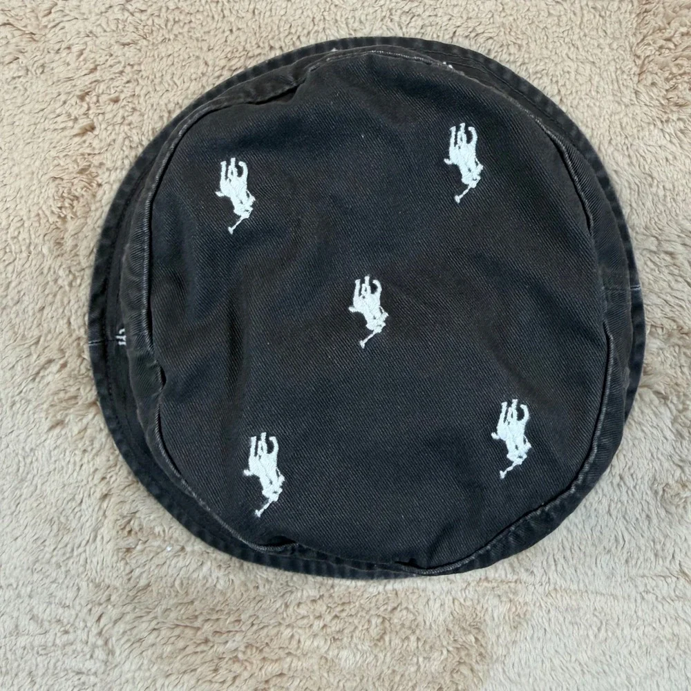 Polo Ralph Lauren Mens Size S/M Bucket Hat Gray All Over Pony Embroidered NWOT